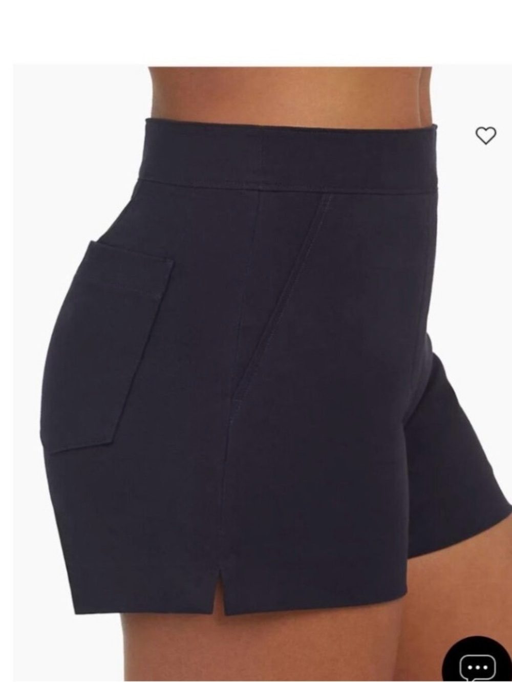 SPANX Navy Polished Stretch-Cotton 4" High-Waist Tailored Shorts